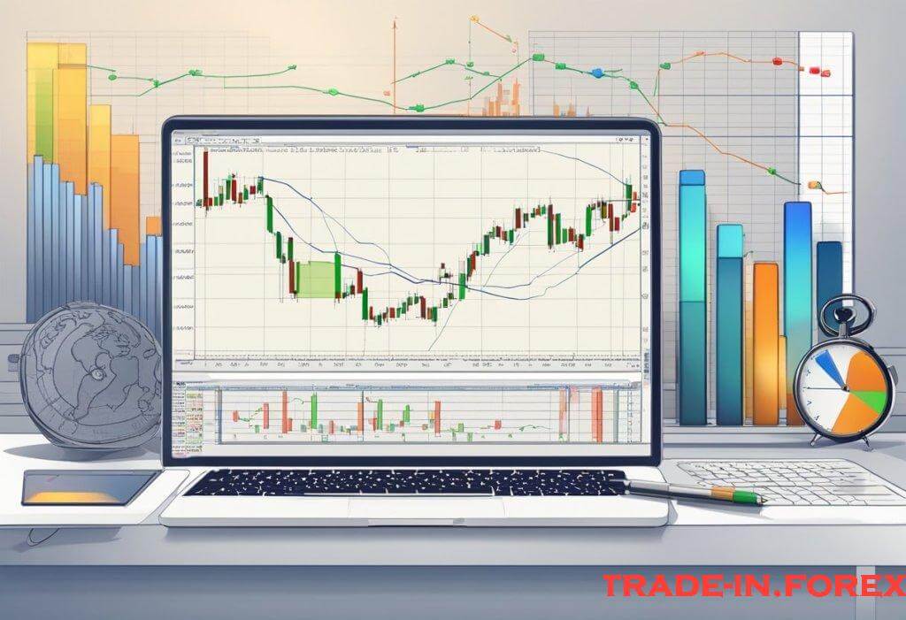 trend lines and support/resistance levels, surrounded by forex trading indicators